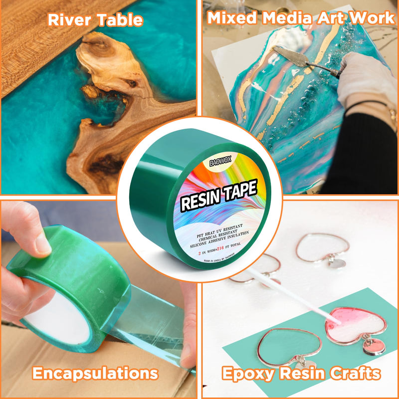 2 Rolls 108 FT Resin Tape for Epoxy Resin Molding, Silicone Thermal Adhesive Tape, High Temperature Resistance Epoxy Release Tape for River Tables Hollow Frame Bezels Craft Pendant