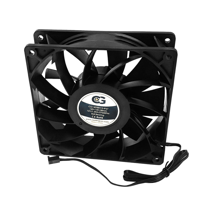 Coolerguys 12vDC Waterproof IP67 Fan (High Speed, 140x38mm) High Speed