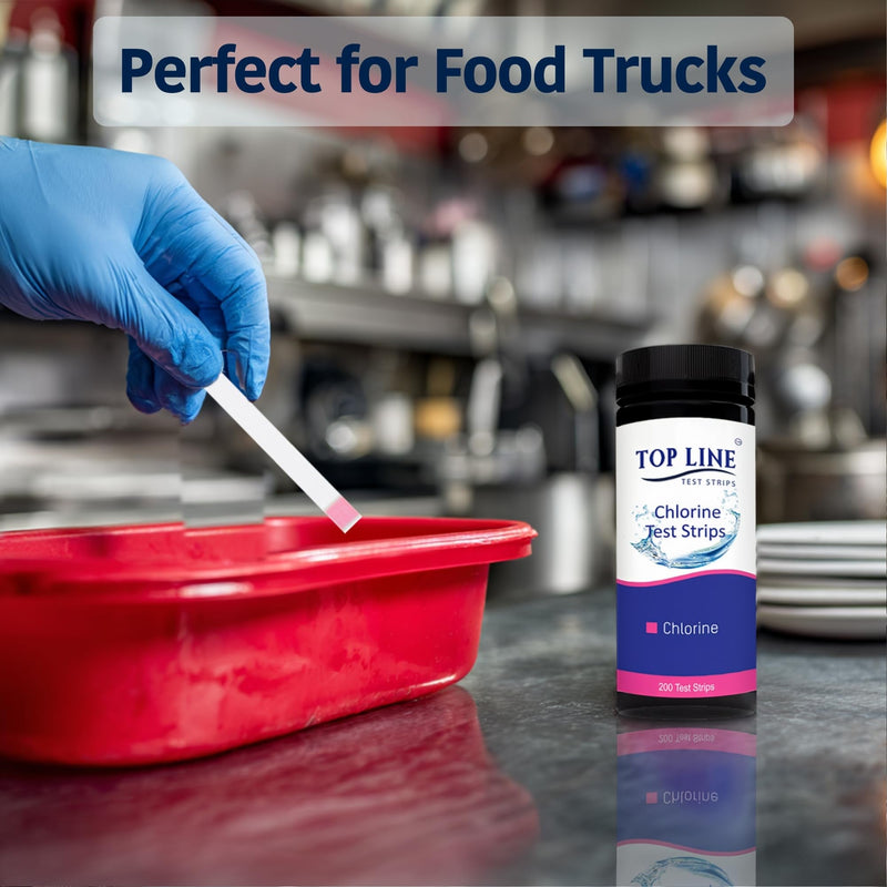 200 Chlorine Test Strips for Food Service 0-500 ppm (Value Pack) - Bleach Sanitizer Test Strips Food Service - Sanitizer Testing Strip - Chlorine Tester - Restaurant Supplies (Pack of 2) 200 Strips (Pack of 2)