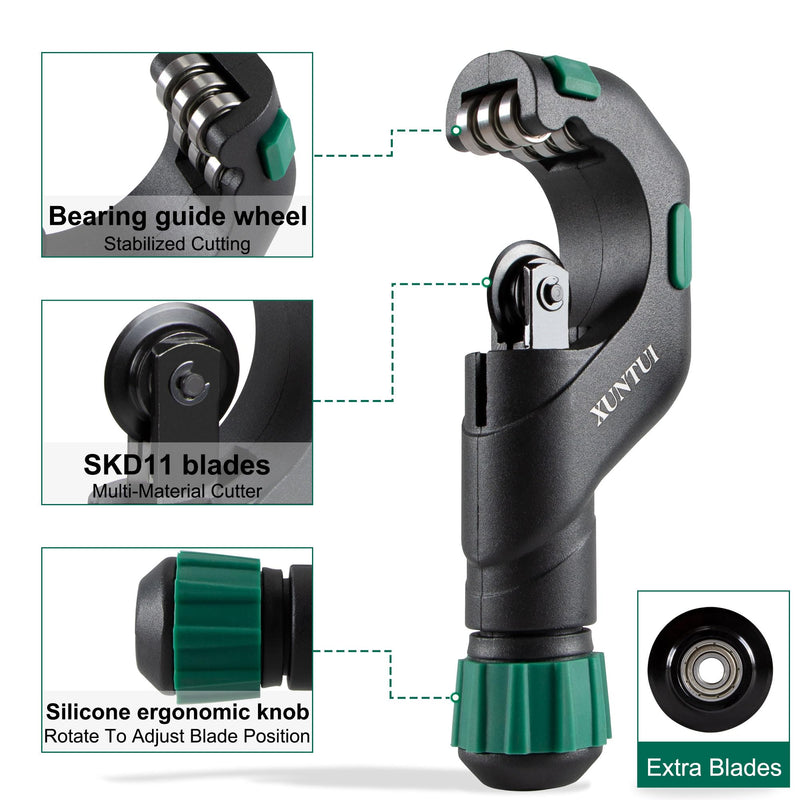 [Australia - AusPower] - Copper Pipe Cutter Tool Set 3/16"-2" Outer Diameter, Tube Cutter for Copper,Brass,Aluminum&Stainless Steel, HVAC Metal Plumbing Tubing cutter Tool with Deburring Tools&Extra Blades(XT600616) 650 SKD11 2 IN 1 