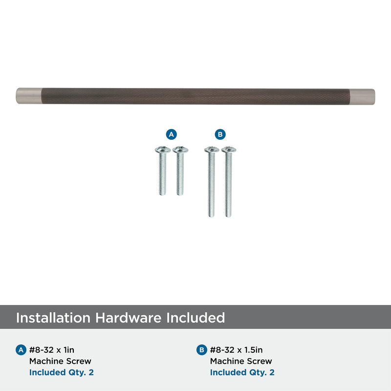 Amerock | Cabinet Pull | Satin Nickel/Oil-Rubbed Bronze | 12-5/8 inch (320 mm) Center-to-Center | Esquire | 1 Pack | Drawer Pull | Drawer Handle | Cabinet Hardware Satin Nickel/Oil Rubbed Bronze