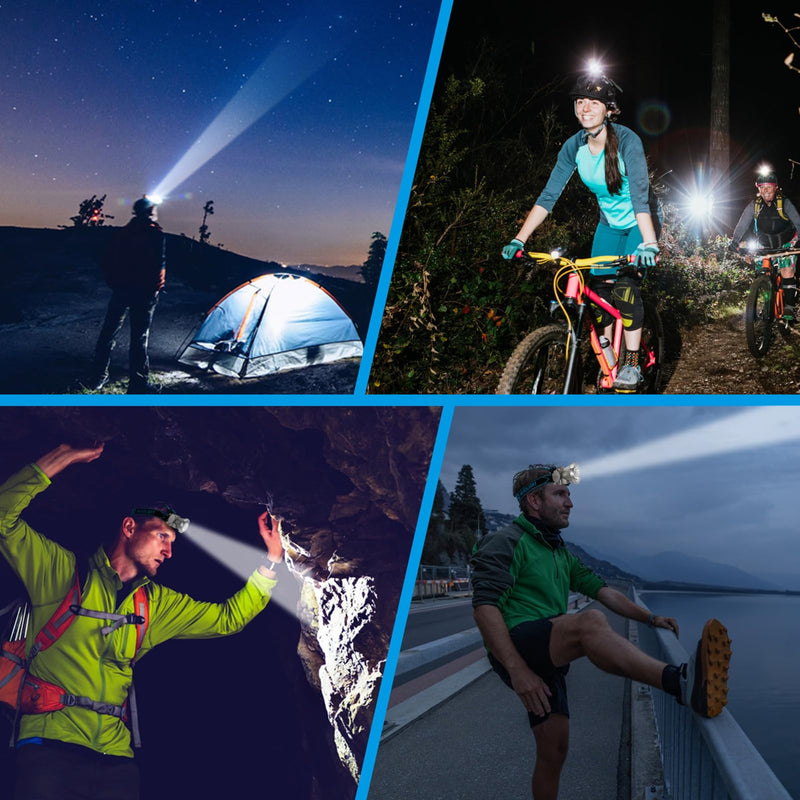 High Brightness LED Headlamp with Display Screen Rechargeable USB-C Waterproof Headlight with Runtime Indicator 4 Lighting Modes Light for Camping, Work, Hunting, Fishing (Mode 505 - White Light) Model-505