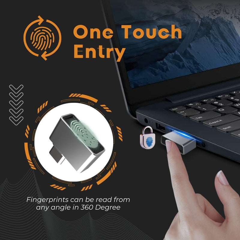 [Australia - AusPower] - TNP Nano USB C Fingerprint Reader for Windows 10/11 Hello - USB Type C Security Key Biometric Scanner Sensor Dongle Module for Instant Access, Password-Free Login, Sign-in, Lock, Unlock PC & Laptops 