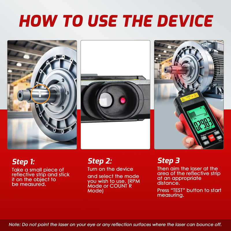 [Australia - AusPower] - Digital RPM Tachometer, Non Contact RPM Meter 10-99999 RPM High Accuracy Laser Tachometer Gauge with Reflection Tape, LCD Backlight, Data Hold & Max/Min/AVG Functions 