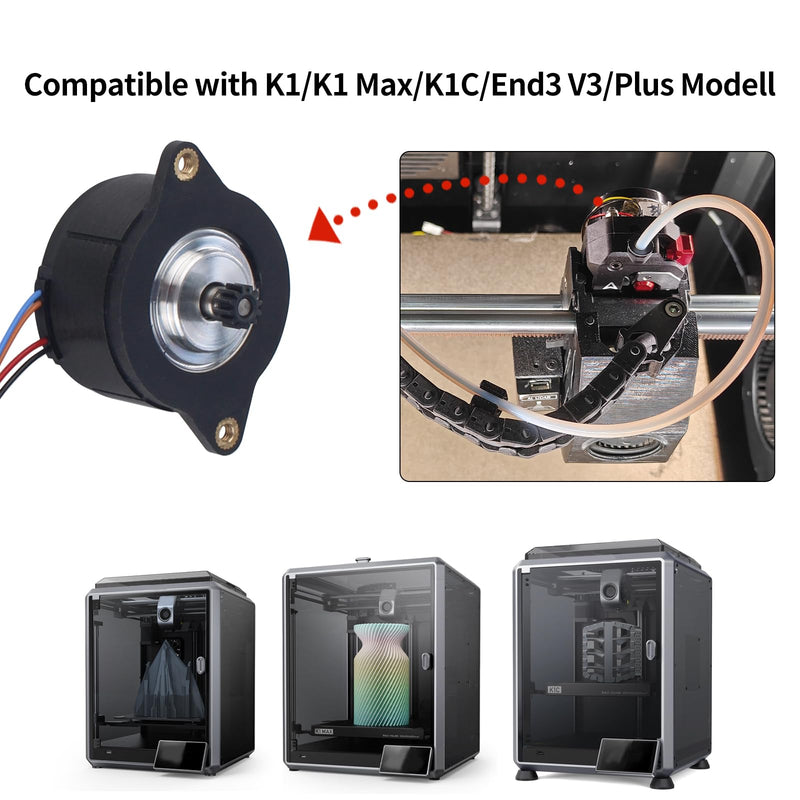 FYSETC 3D Printer Accessories for Crealty K1 Series: Replacement 36mm Extruder Motor High Torque 12 Teeth Shaft Gear Drive Board Connected Cable 1.8 Degree 1.0A Compatible K1/Max/K1C/Ender3V3