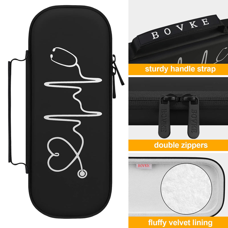 [Australia - AusPower] - BOVKE Stethoscope Case, Lightweight Slim Stethoscope Holder Compatible with 3M Littmann Classic III, Lightweight II S.E, Littmann Cardiology IV, MDF Acoustica Deluxe Stethoscopes, Black 