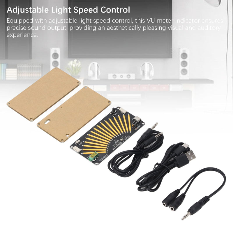 [Australia - AusPower] - Music Level Meter Board, 16 Bit Indicator Music Level Meter Stereo LED VU Meter Indicator with Adjustable Light Speed Control for Home Audio System 