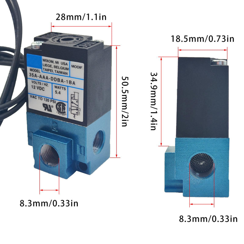Solenoid Valve, DC12V 5.4W Electronic Boost Control with Brass Fittings 3 Port Electronic Boost Control Solenoid Valve 35A-AAA-DDBA-1BA DC12V 5.4W