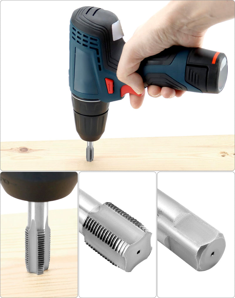 [Australia - AusPower] - QWORK® 5 Pieces 55° Steel Tap, Pipe Tap Set, Suitable for Water Pipe Connections, Car Repair and Machines, G1/8 G1/4 G3/8 G1/2 G3/4 