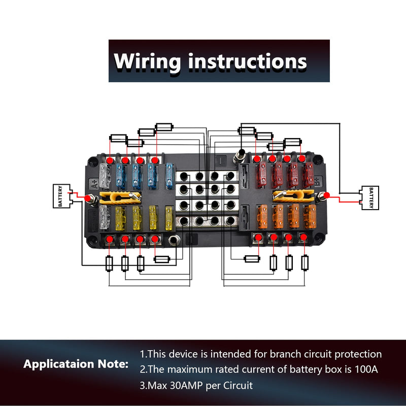 [Australia - AusPower] - 20 Way Blade Fuse Block 16 Circuit Fuse Holder Fuse DC SUB Panel with Ground and Cover for Car Boat Marine Trike Car Truck Vehicle SUV Yacht RV 
