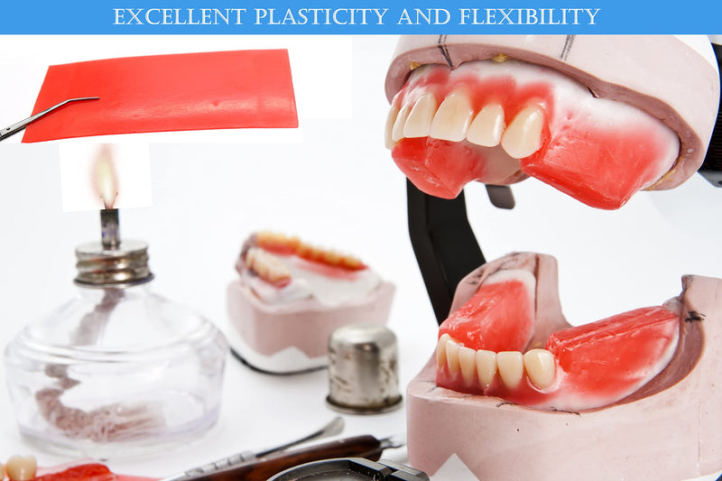 [Australia - AusPower] - Dental Base Plate Wax 18 PCS, Denture Red Utility Bite Casting Sheets for Orthodontic Modeling Filling Laboratory Supply 