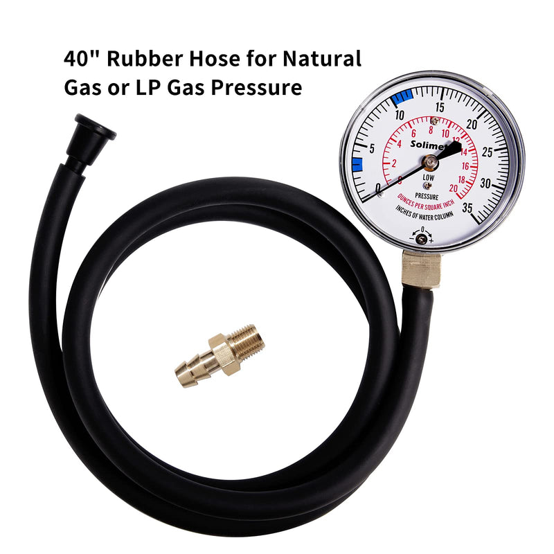 Natural Gas or LP Gas Manifold Pressure Test Kit, LP Gas Pressure Tester, Natural Gas Meter, 0-35" W.C