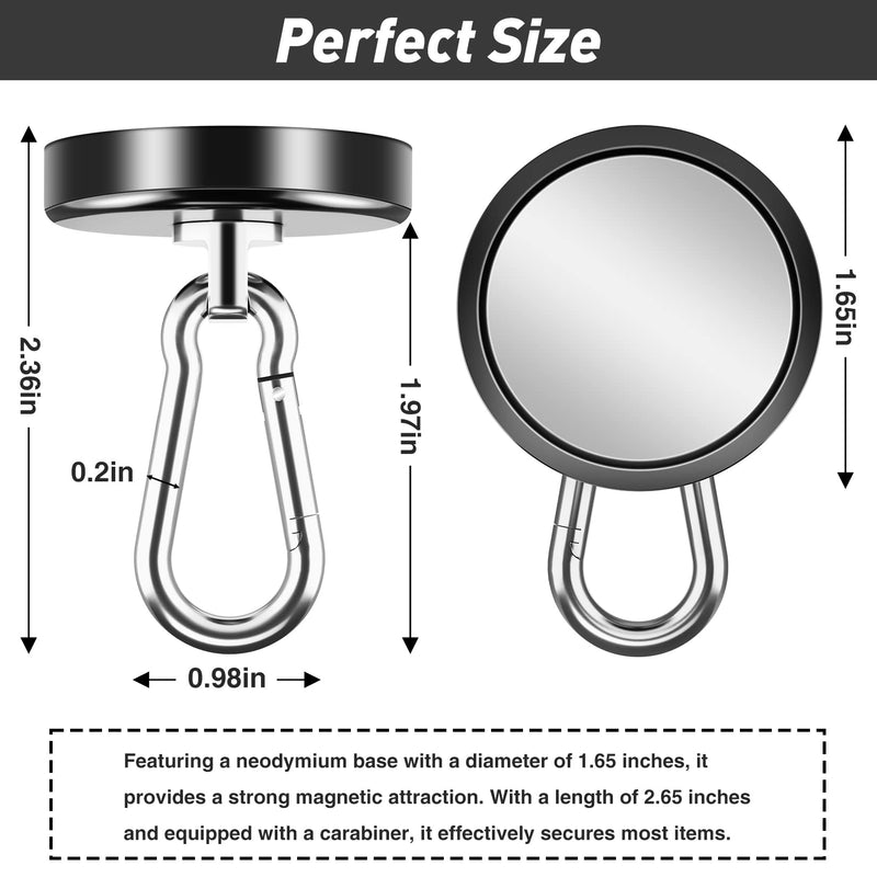 [Australia - AusPower] - FINDMAG Magnetic Hooks 170LBS Heavy Duty Magnet with Carabiner Hook, Strong Magnetic Hooks for Hanging for Home, Cruise Ship, Office Locker, Workplace, Refrigerator or Travel (2 Pack) Black 2 Pack 