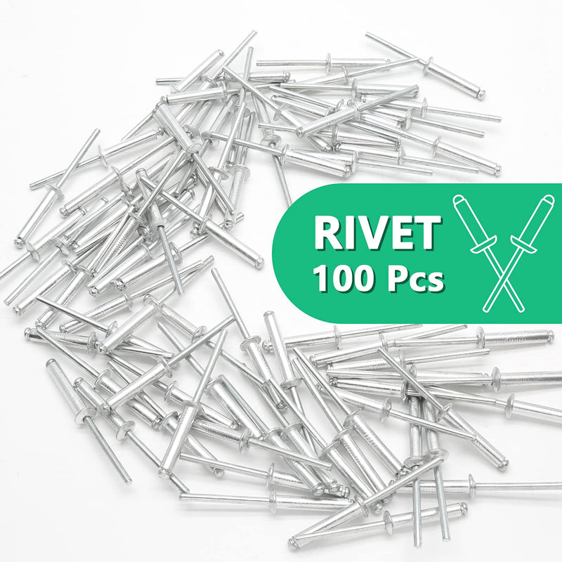 [Australia - AusPower] - 100Pcs Aluminum Pop Rivets 3/16" x 1" (Diameter x Grip Length), Dome Head Blind Rivets for Sheet Metal Automotive Railway 3/16" x 1" (Diameter x Grip Length) 