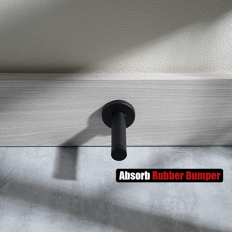 [Australia - AusPower] - JQK Door Stopper Black, 304 Stainless Steel Thicken 1mm Sound Dampening Door Stop Bumper Wall Protetor 2 Pack, Matte Black, DSB5-PB-P2 