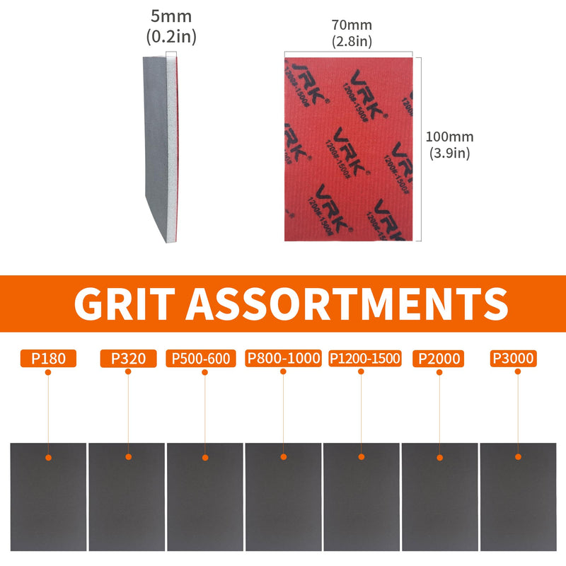 [Australia - AusPower] - 28 Pcs 180-3000 Grit Sanding Sponge,Ultra Fine Sandpaper,Soft Foam Hand Sander Block Wet Dry Sanding Pads for Automobile Wood Furniture Metal Drywall Polishing Mix Grit 28PCS 