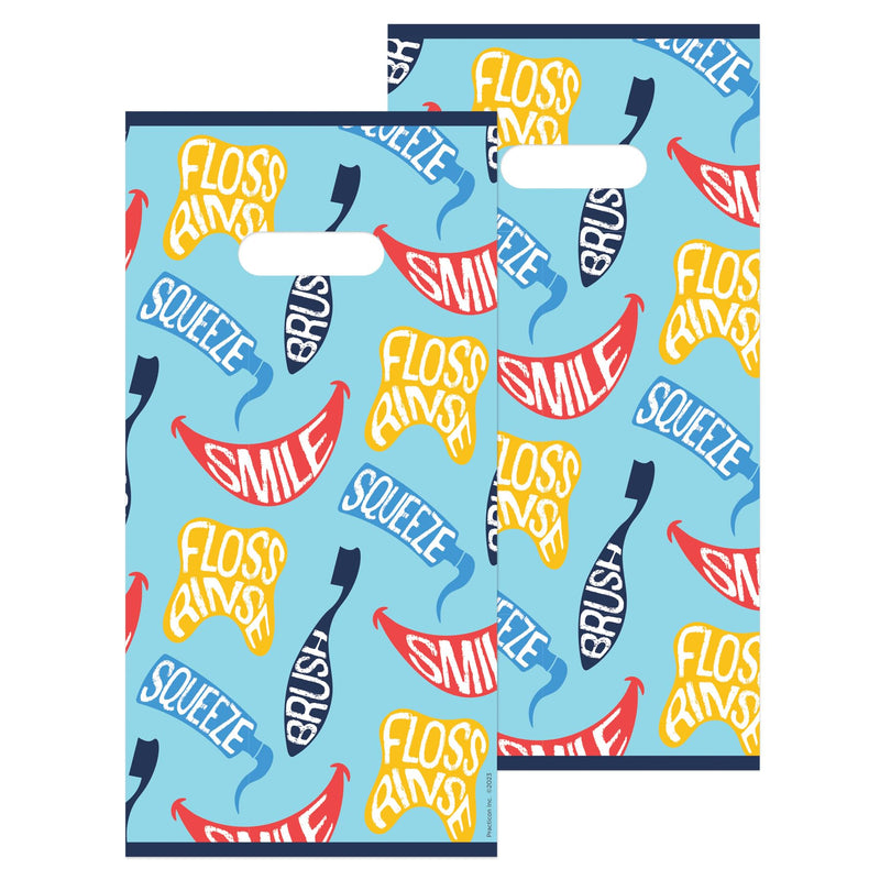 [Australia - AusPower] - Practicon Squeeze Brush Smile 6" x 12" Dental Giveaway Bag, Dental Hygiene Patient Care Goodie Bag, Dentist Office Plastic Gift Bags, 100 Pack 6" x 12" 