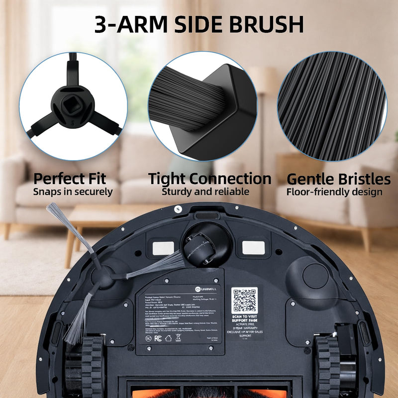 21-Piece Accessories Kit Compatible with Uninell UR3 Robot Vacuum Replacement Parts, Includes 1 Main Brush, 6 Dust Bags, 6 Side Brushes, 4 HEPA Filters, 4 Mop Pads