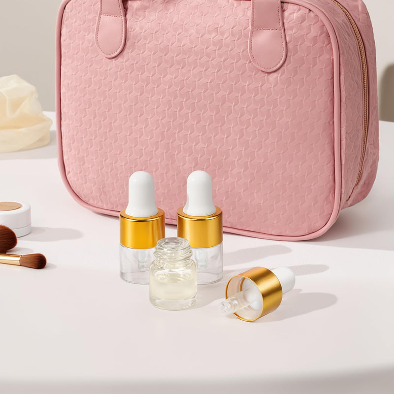 [Australia - AusPower] - 10pcs Mini Glass Dropper Bottle for Essential Oil,1ml Small Clear Sample Dropper Vails with Gold Cap,Perfume Cosmetic Liquid Containers for Traveling 10 1ml 