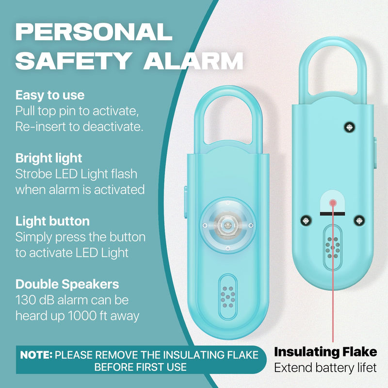 [Australia - AusPower] - Personal Safety Alarm for Women Girls, 130dB Loud Siren with SOS Light, Flashlight, 1000ft Audible, Double Speakers Help Kids, Elderly Emergency Call, Alert Panic Button Self Defense Devices Blue 