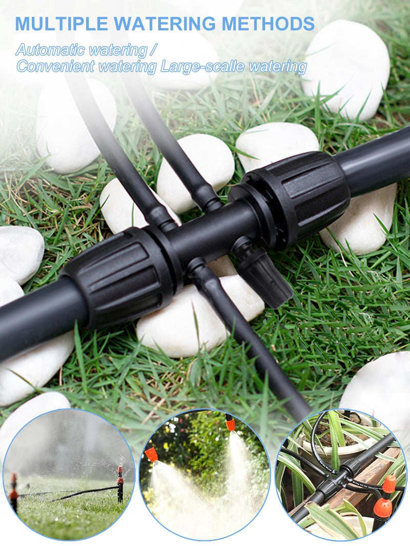 [Australia - AusPower] - Kalolary 10PCS Barbed Tee 1/2 inch to 1/4 inch Irrigation Tube Anti-Drop Premiun Quality Fitting (fits 13mm ID/ 4mm ID), 16mm PE Pipe Lock Female Connector to 47 Pipe Variable Diameter Six-Way Adapter Black 