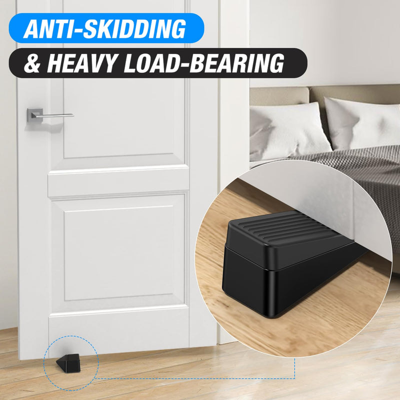 [Australia - AusPower] - Crosize 2.2 inch Large Door Stopper, Strongest Metal Door Stops, Stackable to 4 inch, Non-slip Heavy Duty Big Door Stop Wedge for Bottom of Door, Black, 1 Pack 