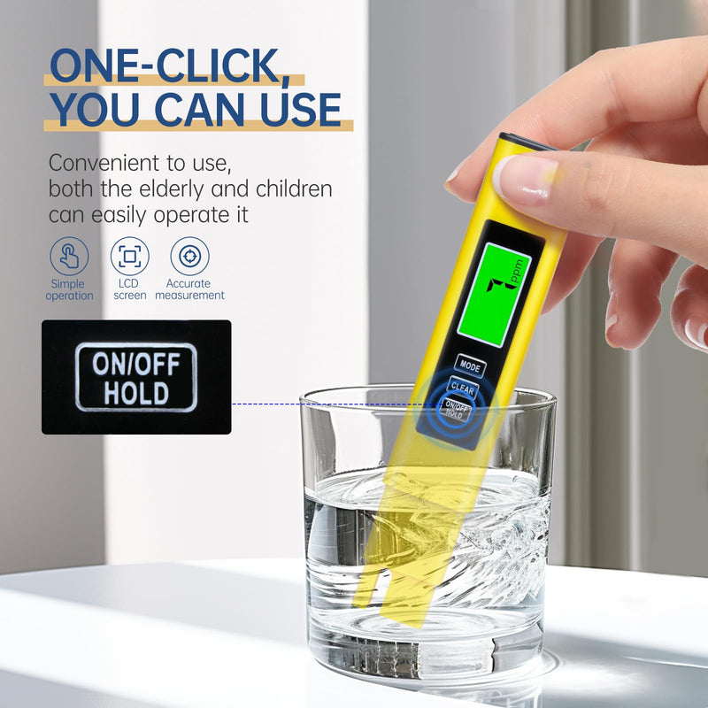 [Australia - AusPower] - 2025 New 4-in-1 Digital TDS Meter – Water Quality Tester | EC, Temperature (℃/℉) & 0-9999 ppm for Drinking Water, Aquariums & RO-RODI Systems –Yellow 