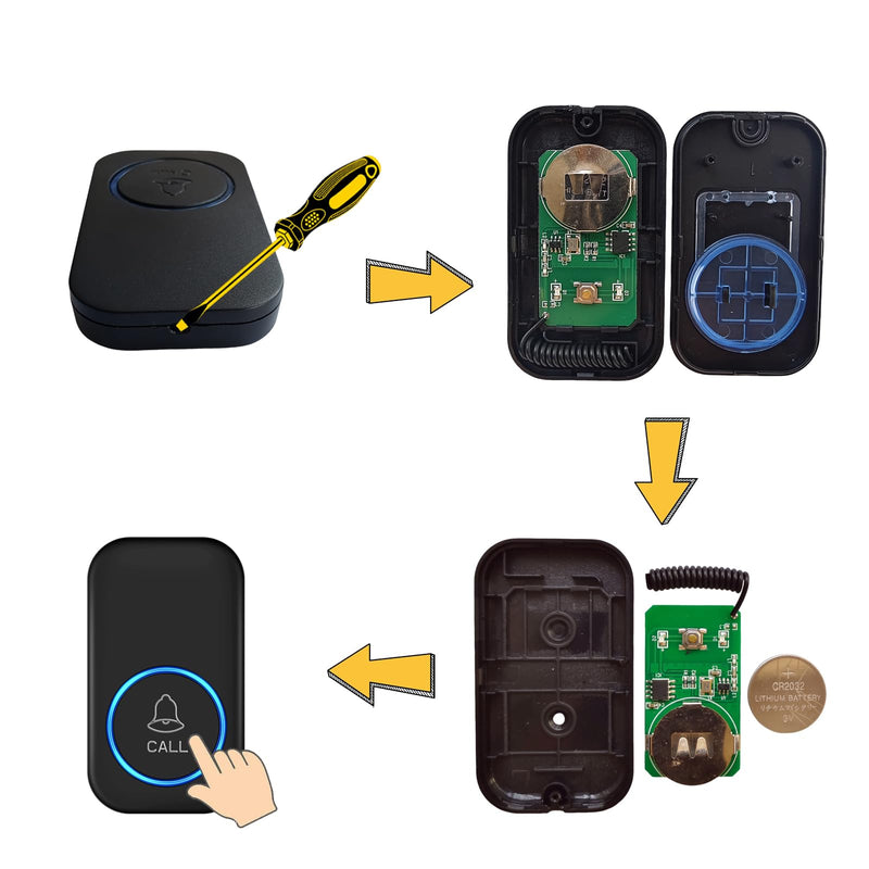 Caregiver Pager, FullHouse Wireless Call Button 1000+ Feet, SOS Alert Nurse Calling Elderly Fall Help System for Patient/Disabled Monitoring at Home, IP55 Waterproof 2 Call Buttons + 1 Plug-In Receiver Black