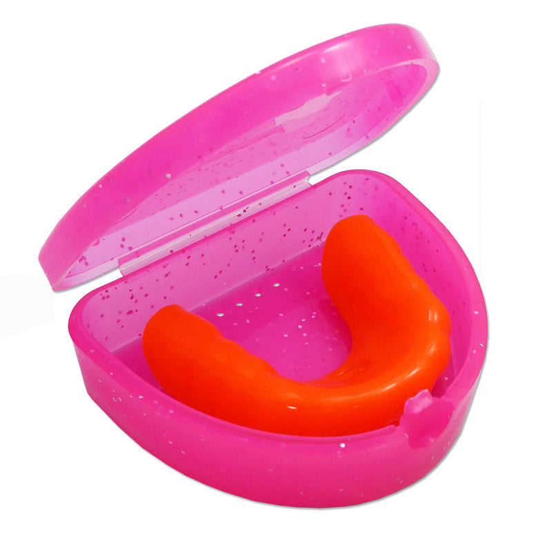 2 x Slim Orthodontic Case - Box for Braces, Whitening Splints, Dentures & More (Glitter Pink & Glitter Purple)