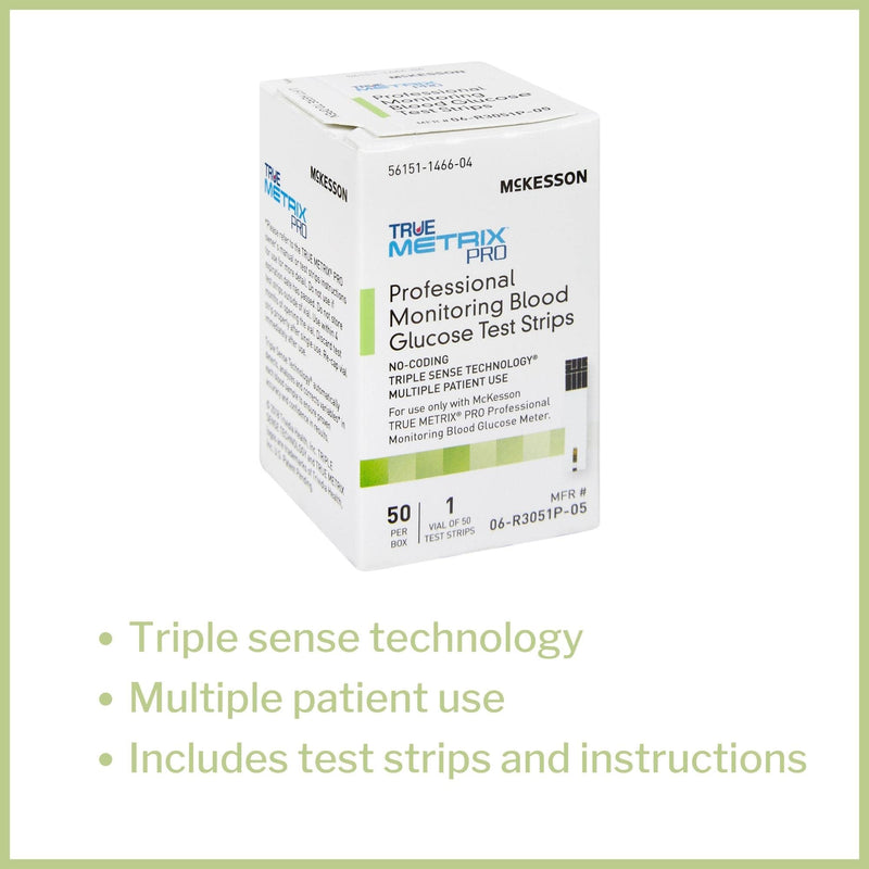 [Australia - AusPower] - McKesson True METRIX Professional Monitoring Blood Glucose Test Stripes, 50 Strips, 1 Pack 50 Count (Pack of 1) 