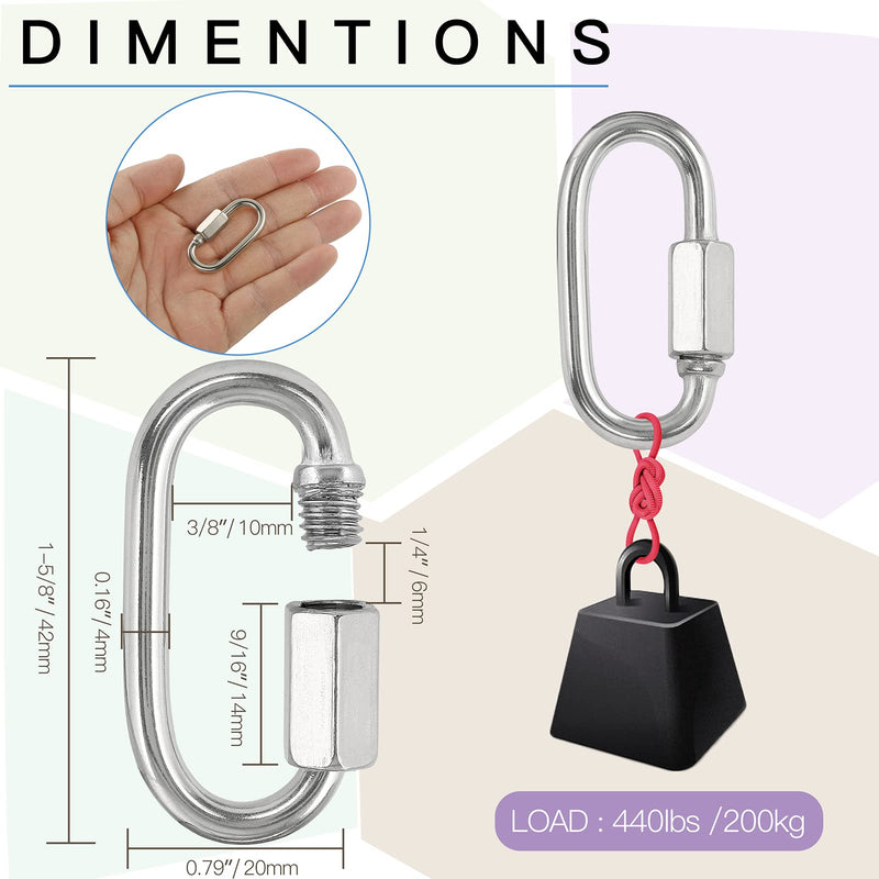 [Australia - AusPower] - 5pcs M4 Quick Link Chain, 5/32 Inch Stainless Steel Quick Links, D Shape Locking Quick Connector - 500lb Capacity 