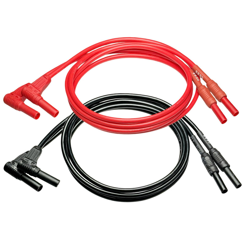 [Australia - AusPower] - CESS-222 Meter Test Lead Extension Right Angle Male to Female Connector 4mm Banana Plug to Jack Heavy Duty Silicone Wires Multimeter Leads Probes Adapter 12AWG, 2 Pairs, Black & Red, 3 Feet 