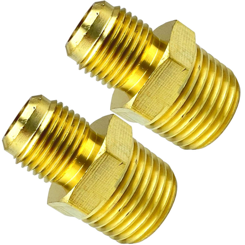 [Australia - AusPower] - 2PCS 3/8" Flare x 1/2 Inch NPT Male Brass Couples Tube Fitting Half Union Gas Adapter Pipe Connector by CX WONDERLAND 