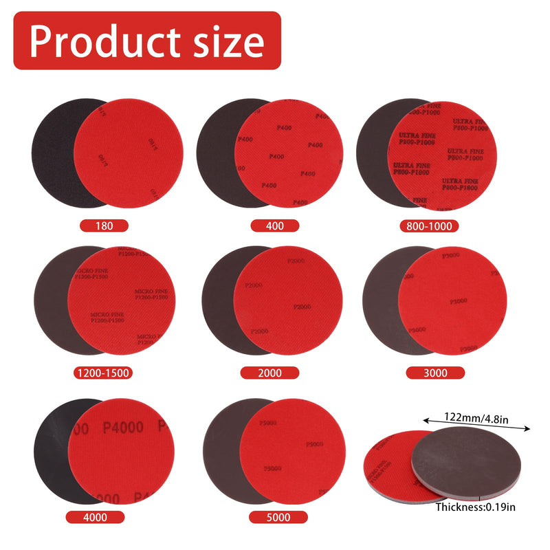 [Australia - AusPower] - 5 Inch Bowling Ball Sanding Pads, Bowling Sanding Pads Cleaner Kit 180, 400, 800-1000, 1200-1500, 2000, 3000, 4000, 5000 Grit (8pcs) 