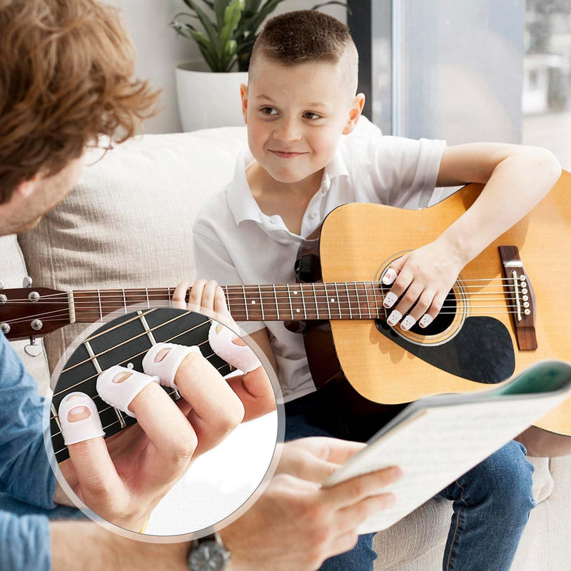 [Australia - AusPower] - 50 Pcs Guitar Finger Covers, Silicone Finger Protectors for Guitar, Ukulele, Bass – 5 Sizes, Comfortable, Breathable, and Reusable(White) White 