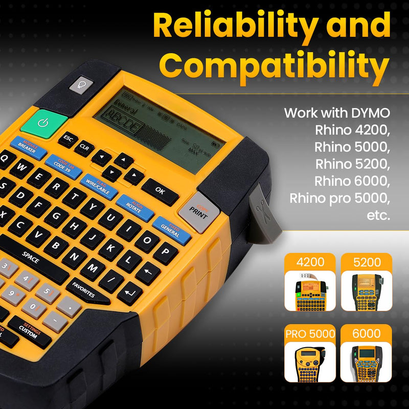 [Australia - AusPower] - Rhino Label Tape 3/4'' Replace for DYMO 18489 Industrial Flexible Nylon 19mm A18489 for DYMO Rhino 4200, 5200, 5000, 6000 Label Makers, 3/4'' x 11.5', 4-Pack, Black on White 