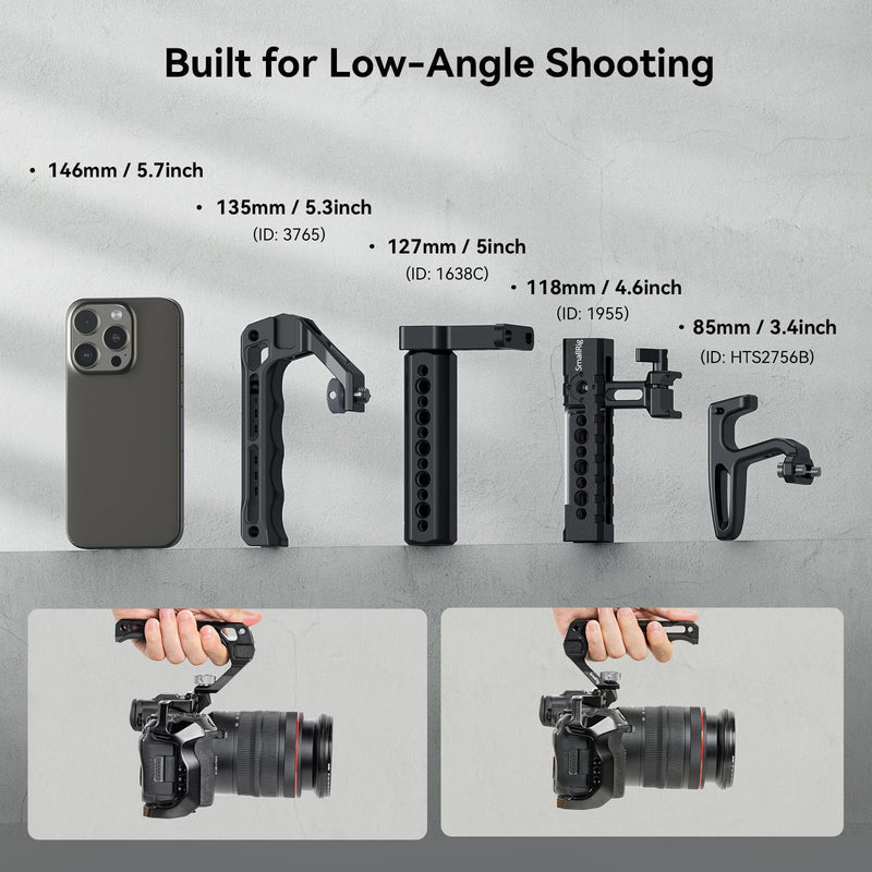 [Australia - AusPower] - SmallRig Top Handle with 3/8"-16 Locating Pins for ARRI Grip for Camera Cage, Universal Video Rig with 5 Cold Shoe Adapters to Mount DSLR Camera with Microphone/LED Light/Monitor - 3765 