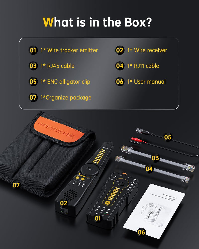 [Australia - AusPower] - Digital Cable Tracer Kit, Electop Anti-Interference Network Tester,RJ11 RJ45 UTP STP Ethernet Cable Tester, POE Tester Cable Toner for Telephone LAN Coax RVV Cable Elevator line 