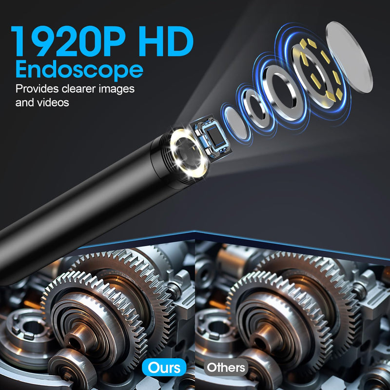 Endoscope Inspection Camera Semi Rigid Snake Cable Endoscope 1920P HD Dual Lens Endoscope Camera with Light 5 m single lens
