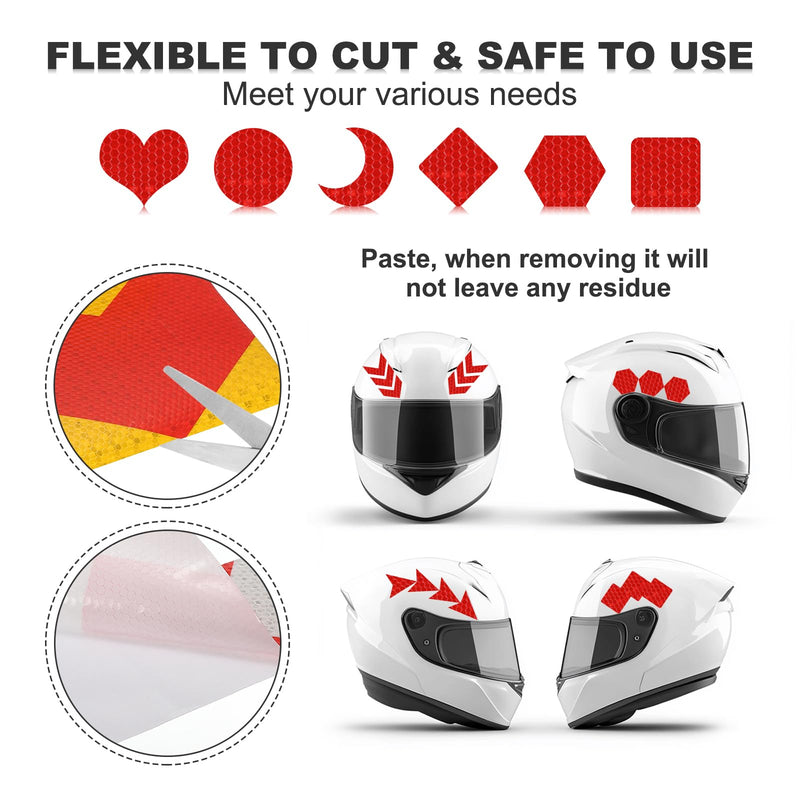 MECCANIXITY Reflective Tape, 6 Inch x 16 ft Trailer Reflector Tape Waterproof Warning Safety Sticker Night Reflector Arrow Tape for Bikes Cars Trucks, Yellow-red 6 Inch x 16 Feet