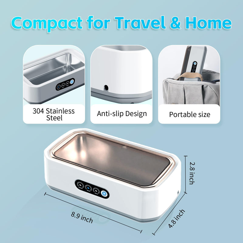 [Australia - AusPower] - Ultrasonic Jewelry Cleaner, 50kHz Professional Portable Jewelry Cleaner Ultrasonic Machine with 3 Timer Modes, 22 oz Ultrasonic Cleaner for Eyeglasses,Rings,Watch Straps,304 Stainless Steel Water Tank X81 