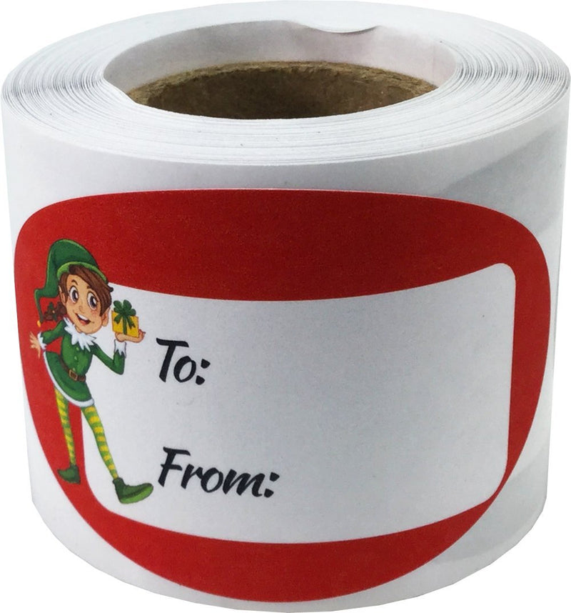 Elf Presents Gifts Tags Christmas Holiday to from Labels 1 1/2 x 2 1/2 Inch 100 Total Stickers