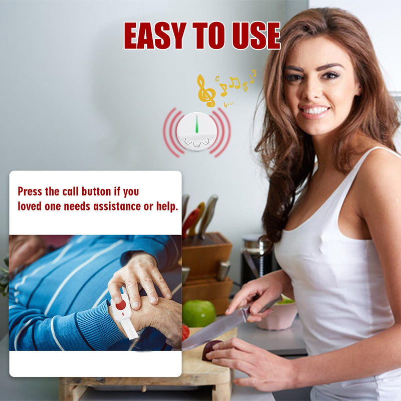 [Australia - AusPower] - Call Button for Elderly Seniors at Home Wireless Caregiver Pager Call Button Emergency Alert Button 2 Plugin Receivers 2 Waterproof Transmitters 1 Watch Button KCPM+KHG1+KSW-2+2+1 
