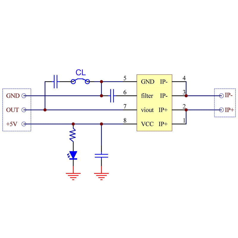 [Australia - AusPower] - Slim DIN Rail Mount AC/DC Current Sensor Module, Based on ACS712. (+/-20Amp) +/-20Amp 