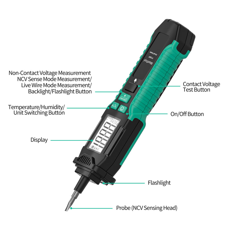 [Australia - AusPower] - Non Contact Voltage Tester, Electrical Tester Pen, AC Voltage, Live/Null Wire Tester, Light Bulb Tester Tools with LCD Backlight Display, Buzzer Alarm, Flashlight,Wire Breakpoint Finder 