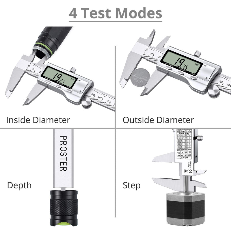 [Australia - AusPower] - Proster Digital Vernier Caliper 8inch 200mm - Stainless Steel Electronic Caliper Fractions/Inch/Metric Caliper Measuring Tool for Length Width Depth Inner Diameter Outer Diameter PSTTL358 