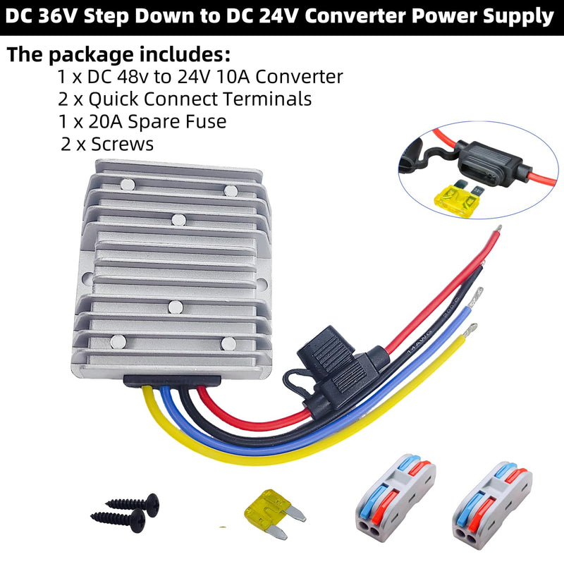 [Australia - AusPower] - DC-DC 36V/48V Step Down to 240W Power Converters, 24V Regulator Buck Reducer Converter Waterproof Module Car Power Supply Transformer for Golf Cart Club Car 