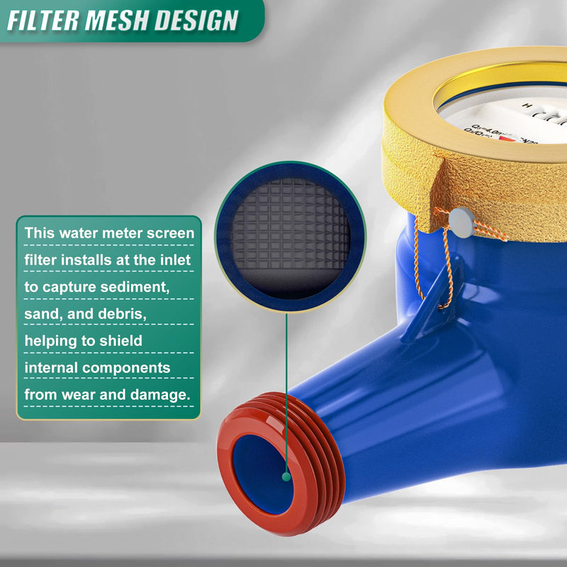 [Australia - AusPower] - DN20 Cold Water Meter, 3/4" NPT Thread Couplings, Horizontal Install, for Home, Garden Irrigation, Residential Water Supply 