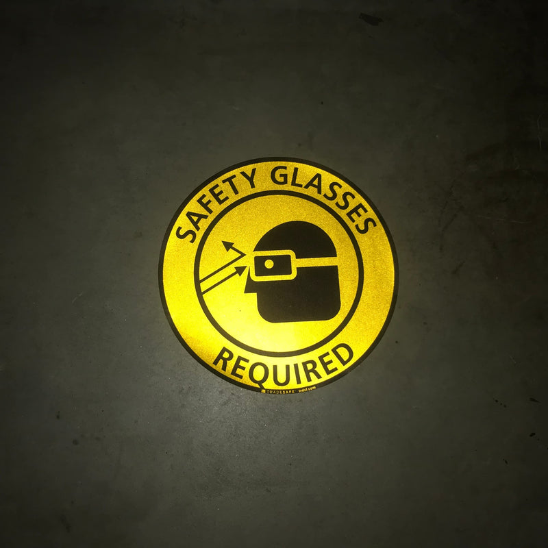 [Australia - AusPower] - TRADESAFE Safety Glasses Required Anti-Slip Floor Sticker - Eye Protection Required Caution Sign, Peel and Stick Adhesive Vinyl Sign, ANSI-Compliant, 17” Diameter Round Sticker 