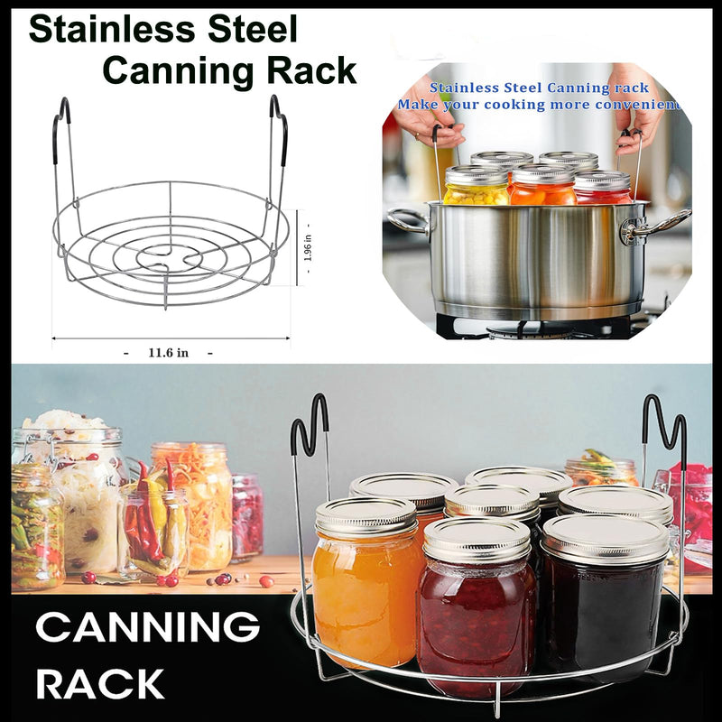 HOMMES Canning Supplies Starter Kit For Mason Jars - Pot, Funnel, Lifter, Wrench, Tongs, Lid Lifter & Bubble Remover Black